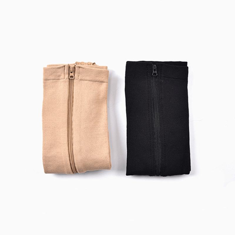 1 Para Zip Skarpety Kompresyjne Sox Zipper Leg Support Podkolanówki Open Toe