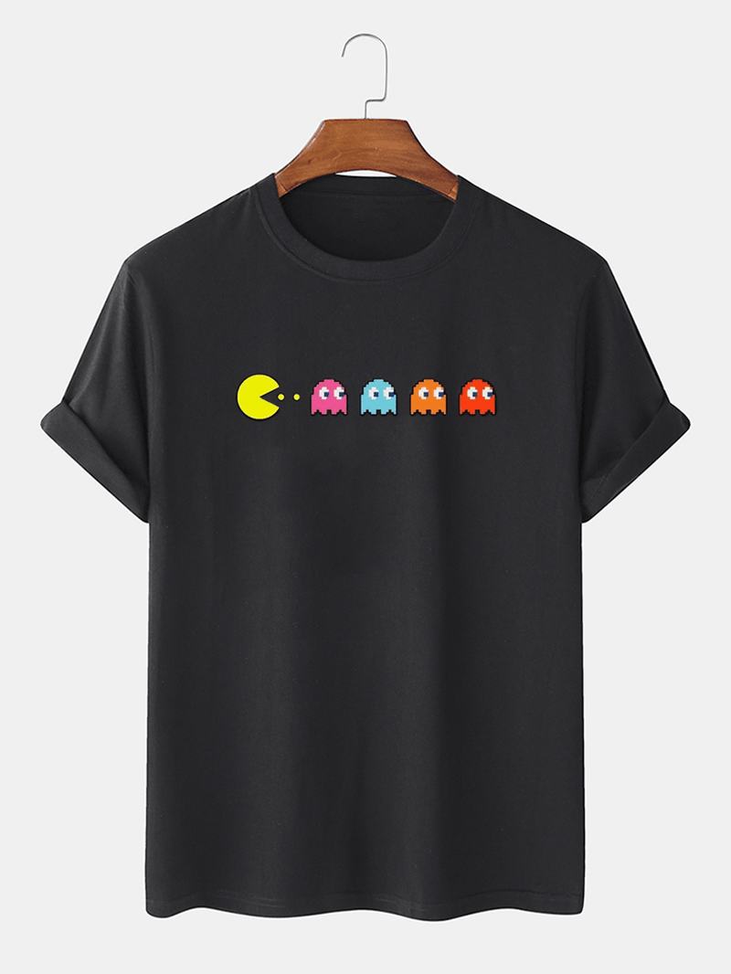 100% Bawełna Funny Game Drukowanie Okrągły Dekolt Luźne T-shirty Z Krótkim Rękawem