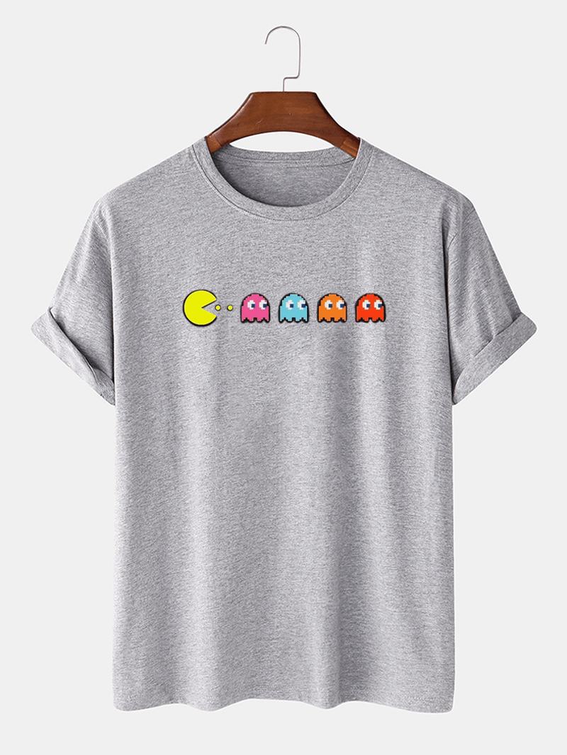 100% Bawełna Funny Game Drukowanie Okrągły Dekolt Luźne T-shirty Z Krótkim Rękawem