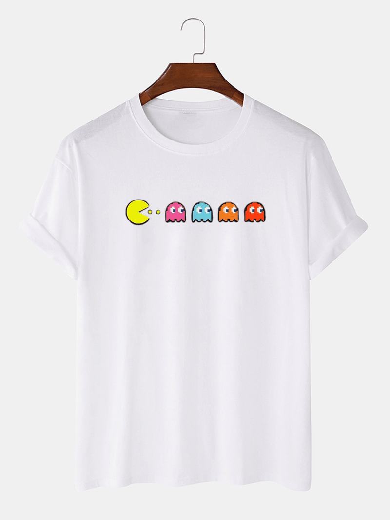 100% Bawełna Funny Game Drukowanie Okrągły Dekolt Luźne T-shirty Z Krótkim Rękawem