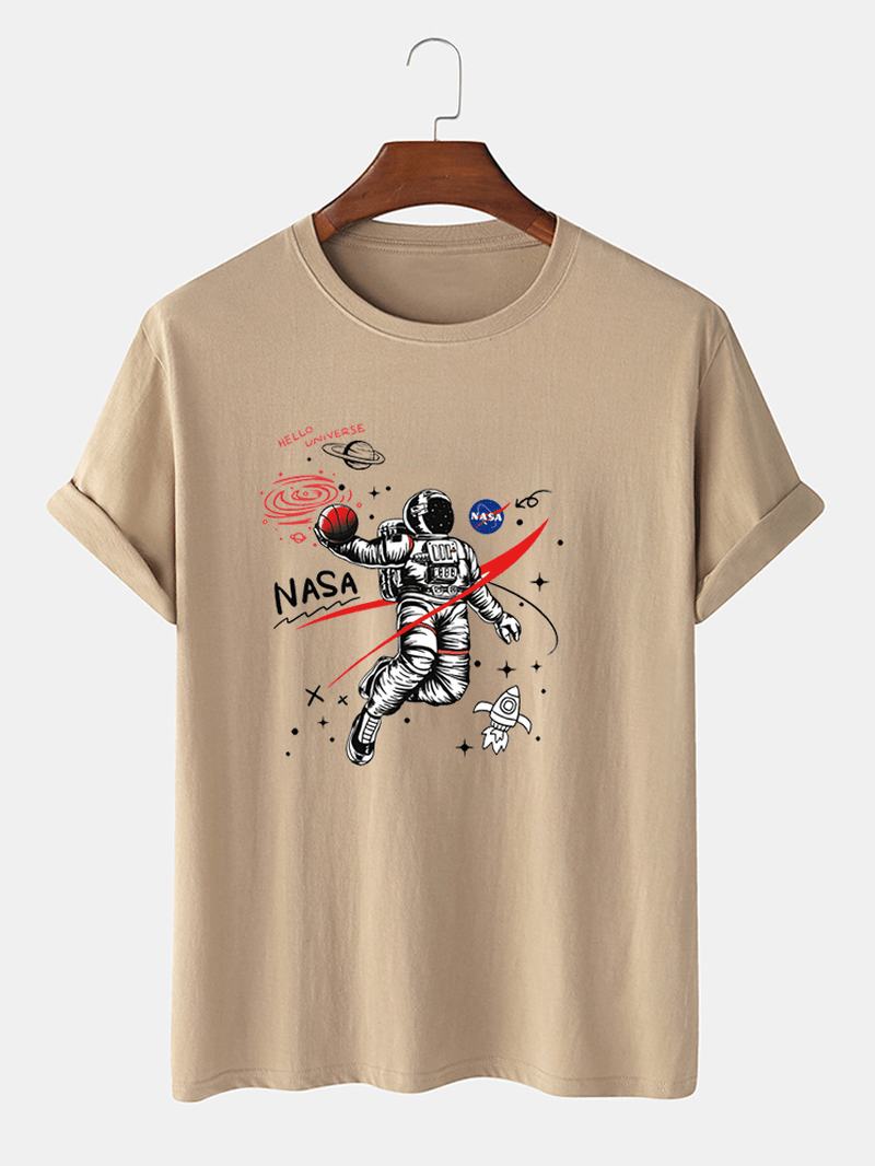 100% Bawełniane Koszulki Z Krótkim Rękawem Z Nadrukiem Astronautów