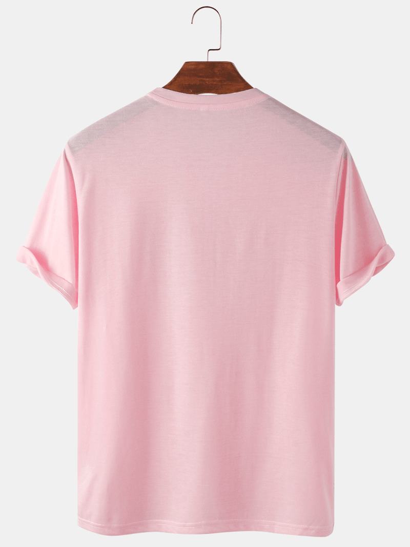 100% Bawełny Z Nadrukiem W Litery Ananasa W Różowy Wzór Z Krótkim Rękawem Casual T-shirty