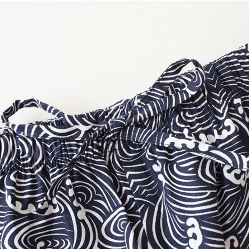 2 Szt. Męska Piżama Kimono Yukata W Stylu Japońskim Szlafrok Kwiatowy Drukowanie Bielizna Nocna