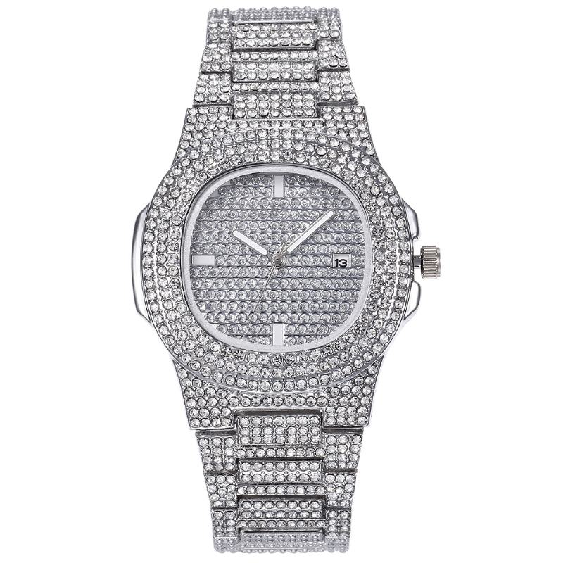 2 Sztuk / Zestaw Luksusowy Zestaw Zegarków Damskich Bling Inkrustowany Rhinestone Zegarek Kwarcowy Biżuteria Prezent