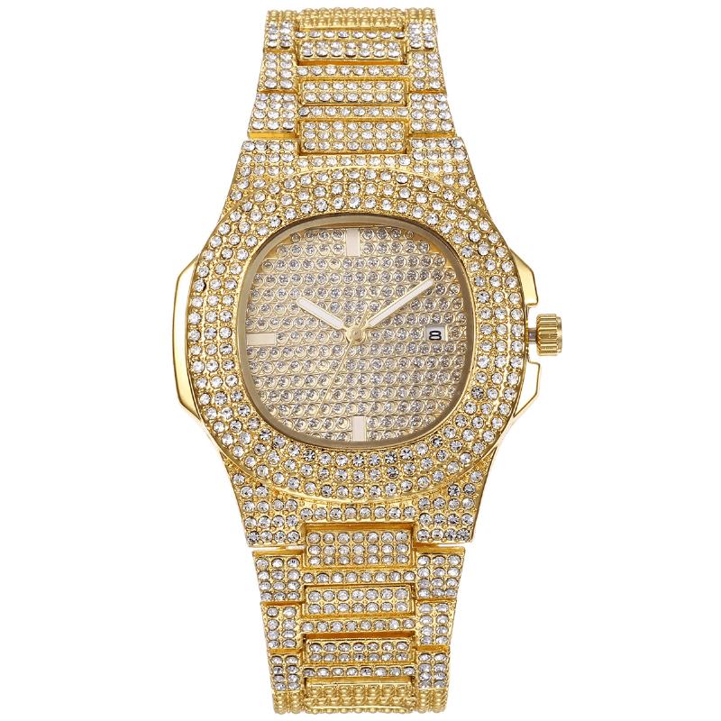 2 Sztuk / Zestaw Luksusowy Zestaw Zegarków Damskich Bling Inkrustowany Rhinestone Zegarek Kwarcowy Biżuteria Prezent