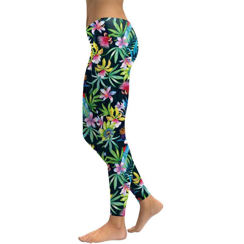 3d Kwiat Drukowane Legginsy Damskie Lilie Ptaki Kobieta Trening Legging High Wait Elastyczne Legg Cyfrowe Spodnie Z Nadrukiem