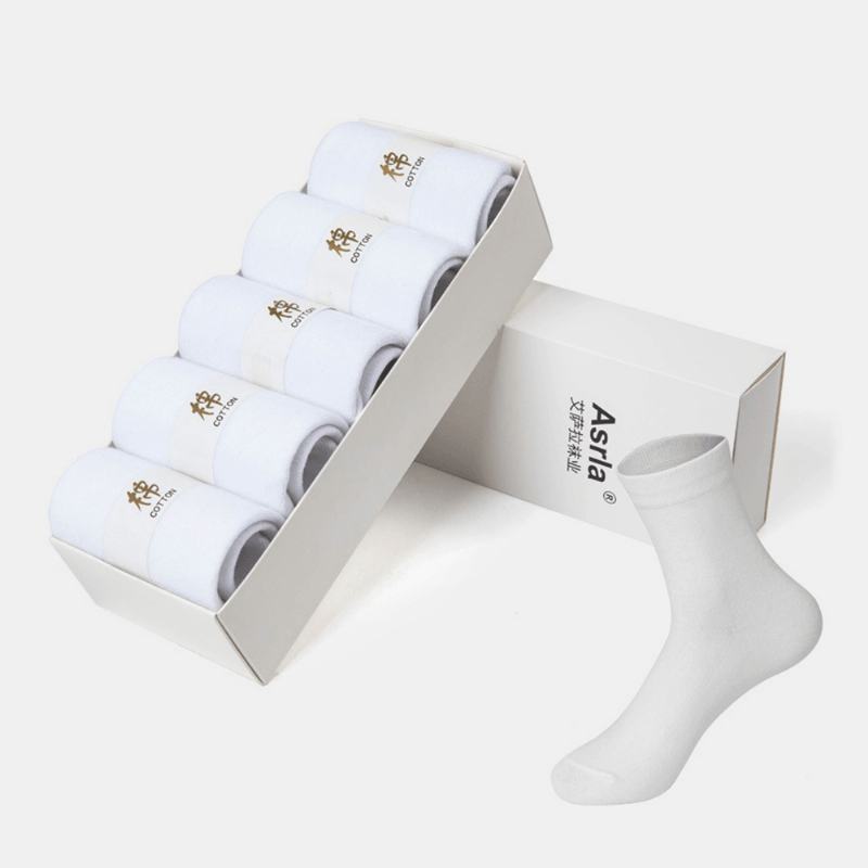 5 Par Unisex Bawełniane Jednokolorowe W Paski Dezodorant Pochłaniające Pot Oddychające Skarpetki W Rurce