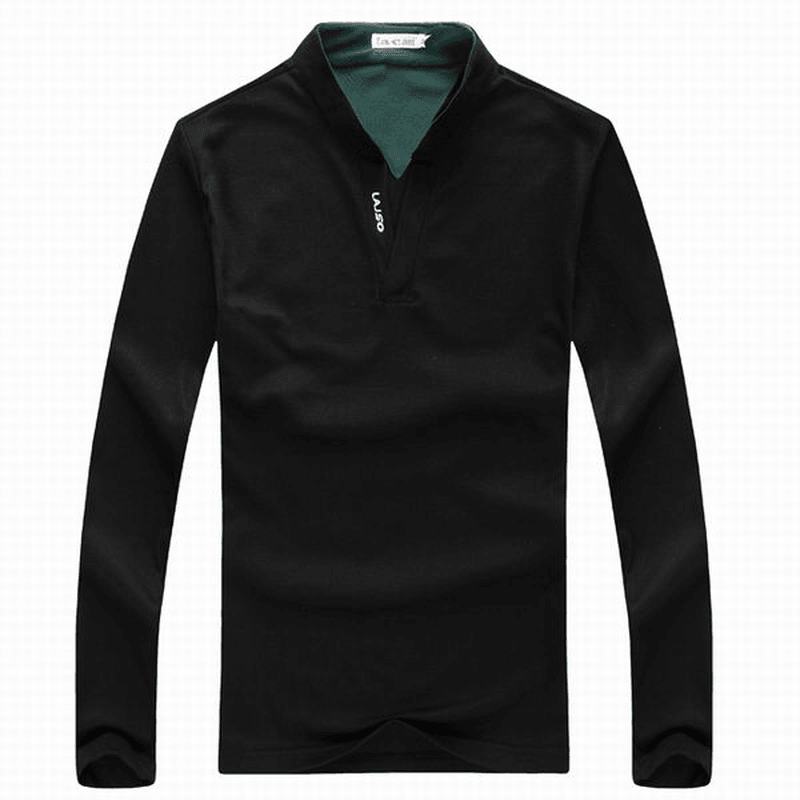 6 Kolorów Męskie Sportowe Jednokolorowe Koszulki Z Długimi Rękawami Casual Stand Collar Tops