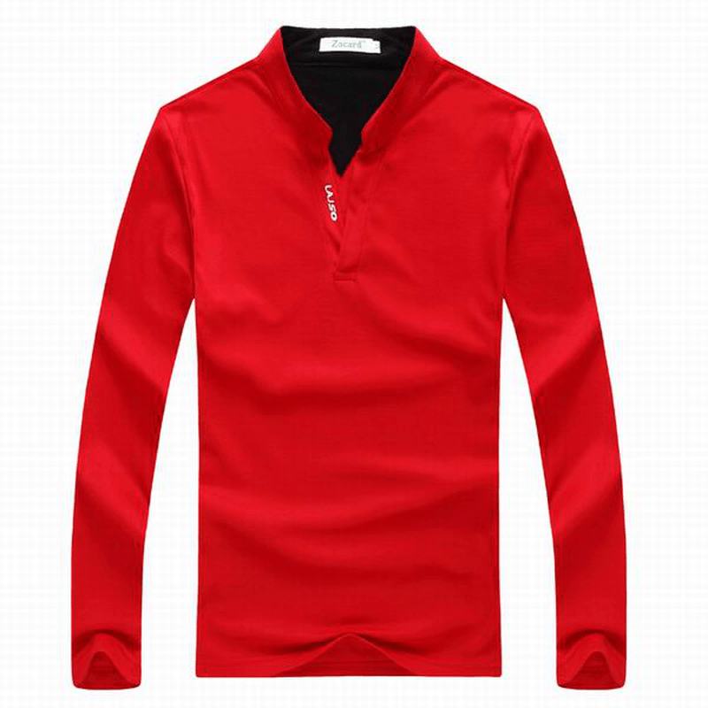 6 Kolorów Męskie Sportowe Jednokolorowe Koszulki Z Długimi Rękawami Casual Stand Collar Tops