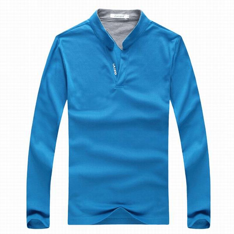 6 Kolorów Męskie Sportowe Jednokolorowe Koszulki Z Długimi Rękawami Casual Stand Collar Tops