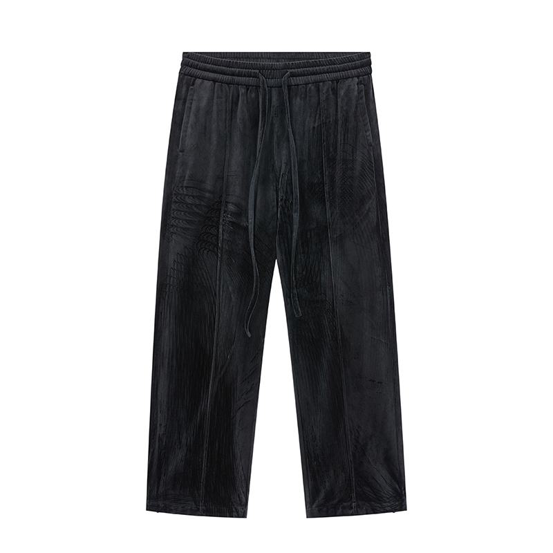 Aksamitne Spodnie Z Bocznym Zamkiem Męskie Spodnie Trend Street Wild Casual Micro-flare