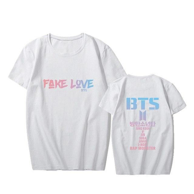 Album Dla Chłopców Love Yourself Tear Fake Love O-neck Hip Hop Tshirt Koszulki Z Krótkim Rękawem Topy T-shirt