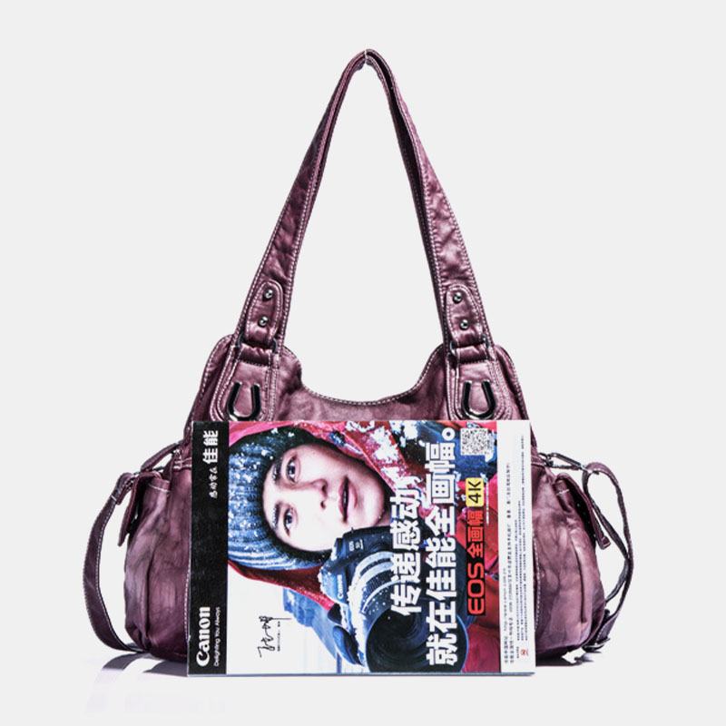 Angel Kiss Damskie Pu Leather Multi-carry Solid Color Torba Przez Ramię Torba Na Ramię Torebka Na Ramię