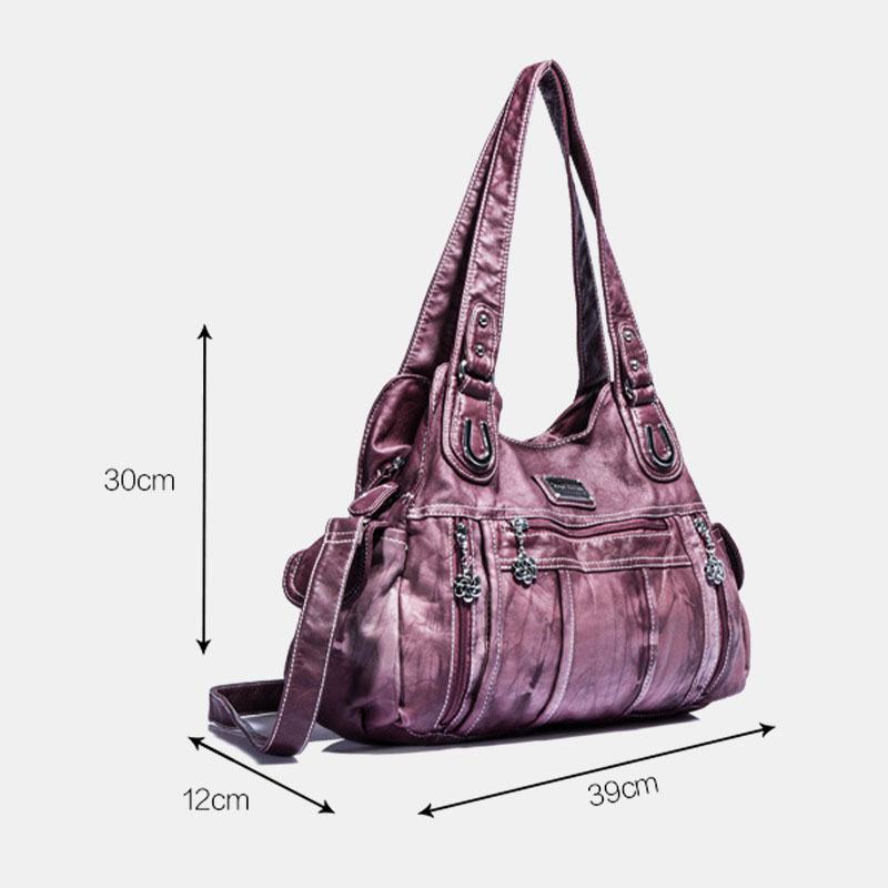 Angel Kiss Damskie Pu Leather Multi-carry Solid Color Torba Przez Ramię Torba Na Ramię Torebka Na Ramię