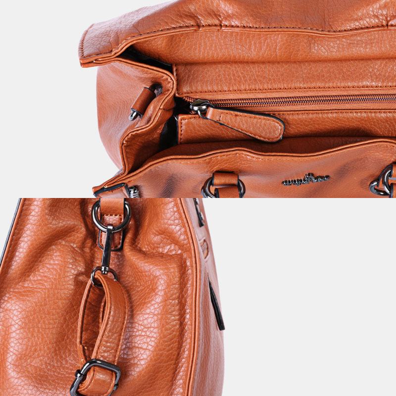 Angel Kiss Damskie Pu Leather Vintage Duża Pojemność 13.3 Cala Torba Na Laptopa Multi-carry Crossbody Torba Na Ramię Tote