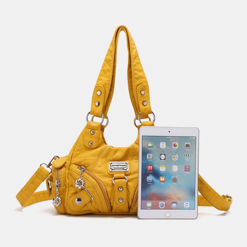 Angel Kiss Damskie Pu Leather Vintage Multi-pocket Convertible Anti-theft Crossbody Torba Na Ramię Torebka