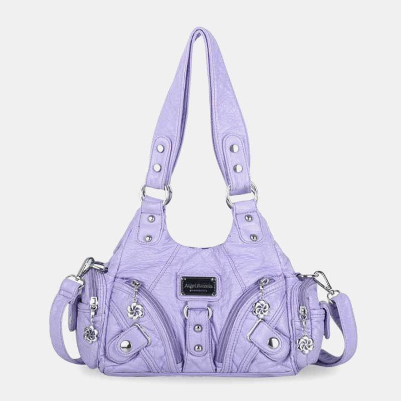 Angel Kiss Damskie Pu Leather Vintage Multi-pocket Convertible Anti-theft Crossbody Torba Na Ramię Torebka