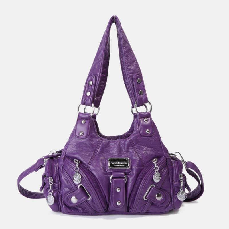 Angel Kiss Damskie Pu Leather Vintage Multi-pocket Convertible Anti-theft Crossbody Torba Na Ramię Torebka