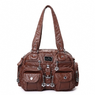 Angel Kiss Damskie Soft Leather Multi-pocket Torba Motocyklowa Torba Na Ramię Crossbody Torba Torebka