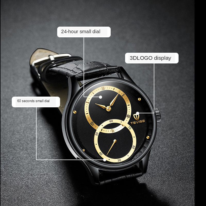 Automatyczny Zegarek Mechaniczny W Stylu Casual 24-godzinny Wyświetlacz Zegarek Męski Z Prawdziwej Skóry