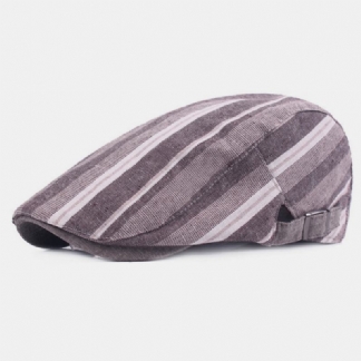 Bawełniane Lniane CZapki Beret Casual Forward Hat Kolorowe Paski Sun Hat