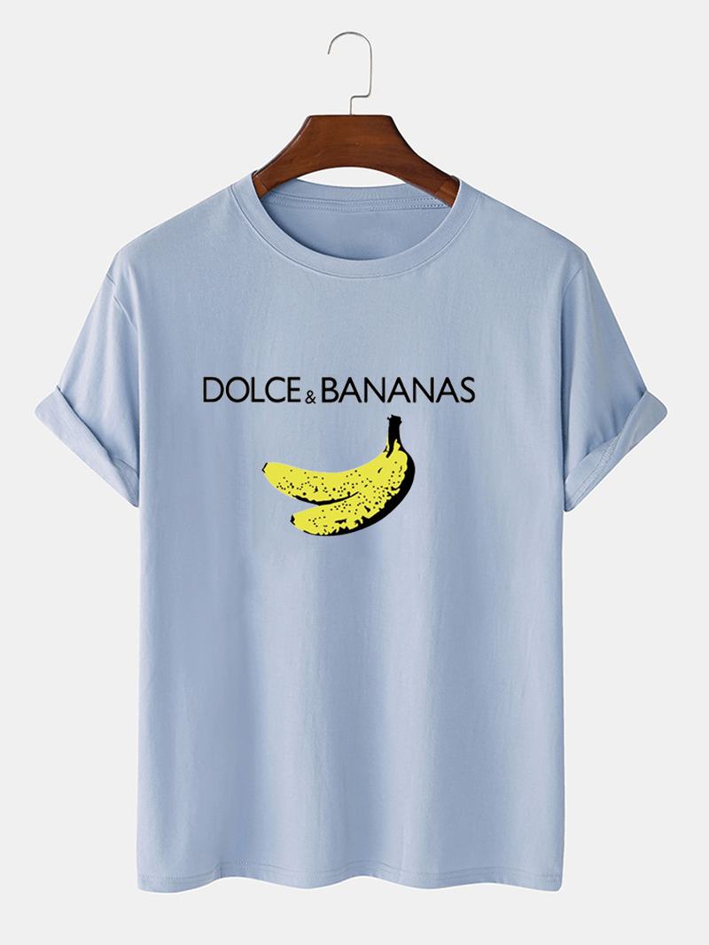 Bawełniane Oddychające Koszulki Z Krótkim Rękawem W Banany I Litery
