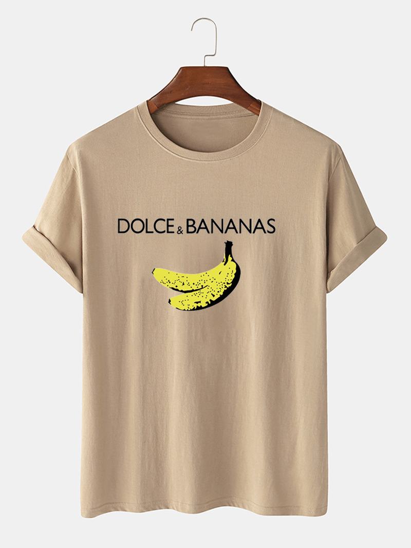 Bawełniane Oddychające Koszulki Z Krótkim Rękawem W Banany I Litery