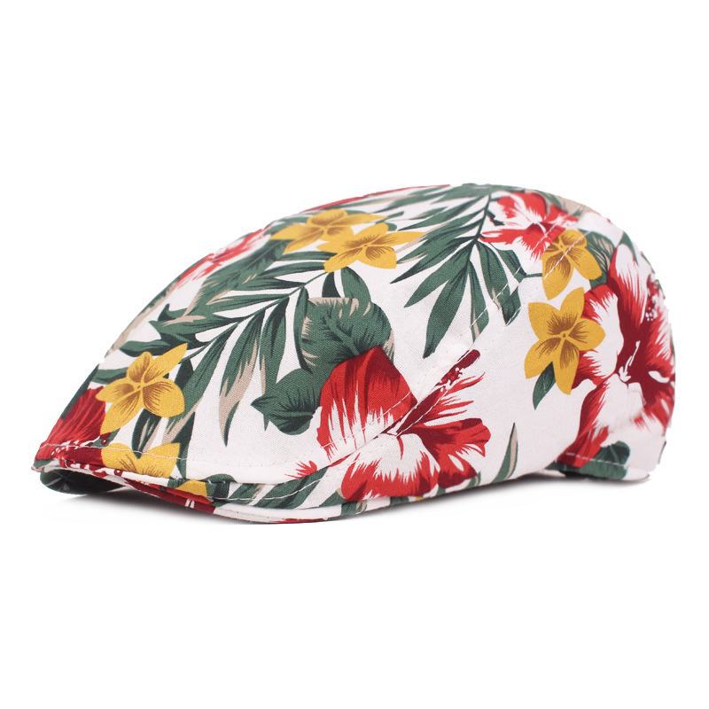 Bawełniany Beret Unisex Z Kwiatowym Nadrukiem Vogue