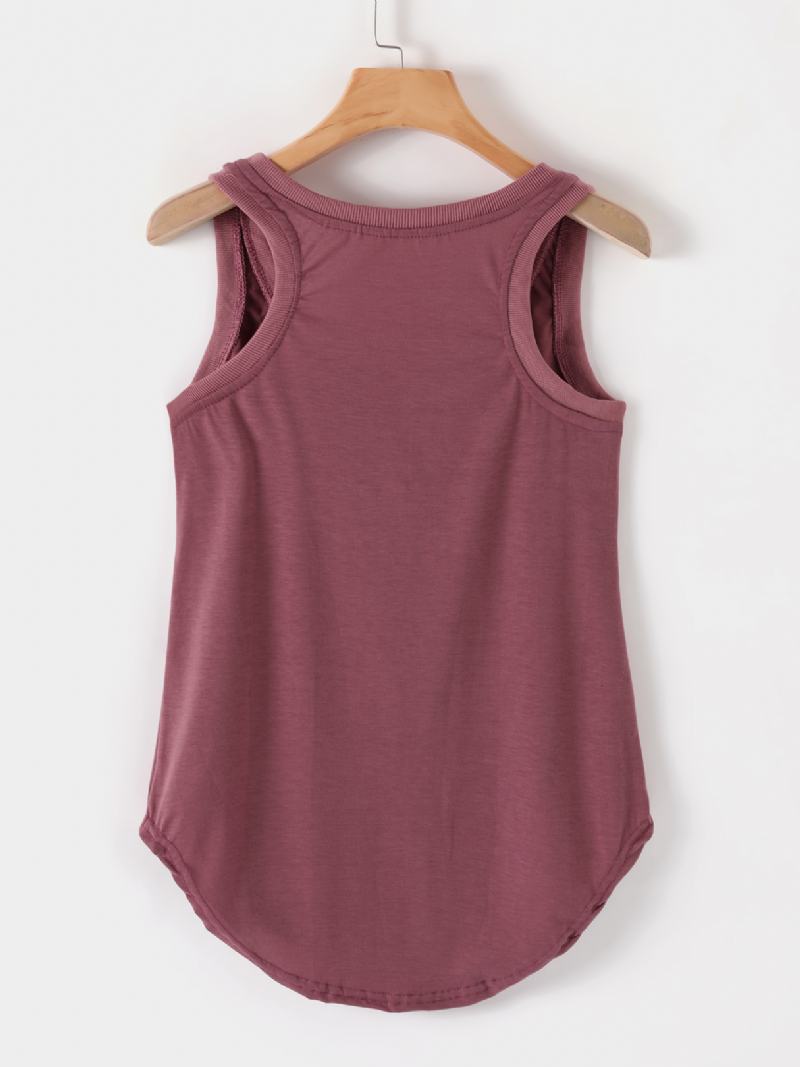 Bez Rękawów Basic Tank Top Z Okrągłym Dekoltem W Stylu Casual