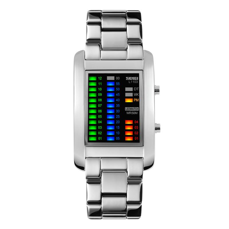 Biznesowy Wyświetlacz Led Zegarek Na Rękę Stalowa Opaska Kreatywny Cyfrowy Zegarek W Stylu