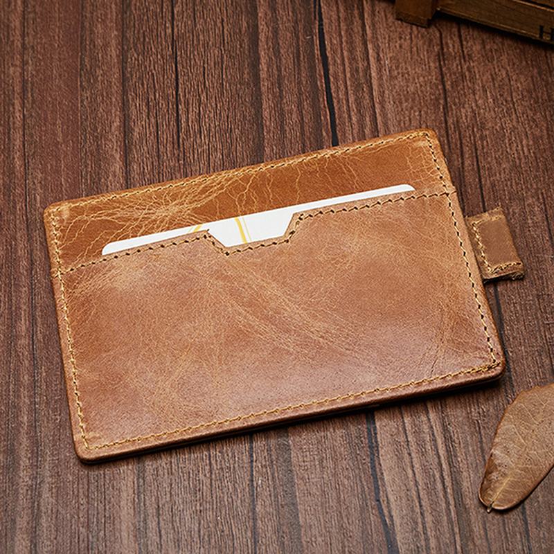 Blokowanie Antykradzieżowych Męskich Skórzanych Uchwytów Na Karty Retro Casual Document Wallet