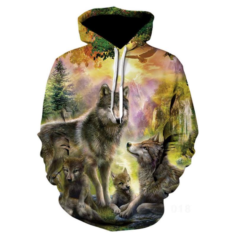 Bluza Z Kapturem Color Wolf Z Nadrukiem 3d