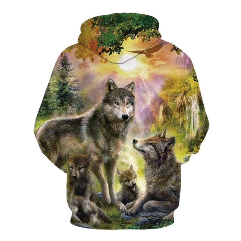 Bluza Z Kapturem Color Wolf Z Nadrukiem 3d