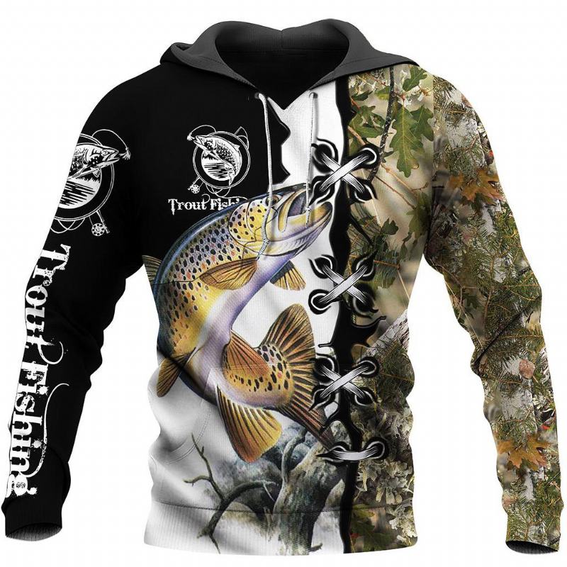 Bluza Z Kapturem Dla Entuzjastów Wędkarstwa Druk Cyfrowy Outdoor Sports Luźna Bluza Z Kapturem