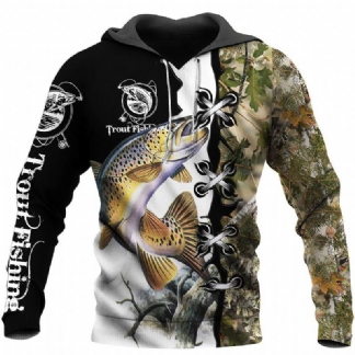 Bluza Z Kapturem Dla Entuzjastów Wędkarstwa Druk Cyfrowy Outdoor Sports Luźna Bluza Z Kapturem