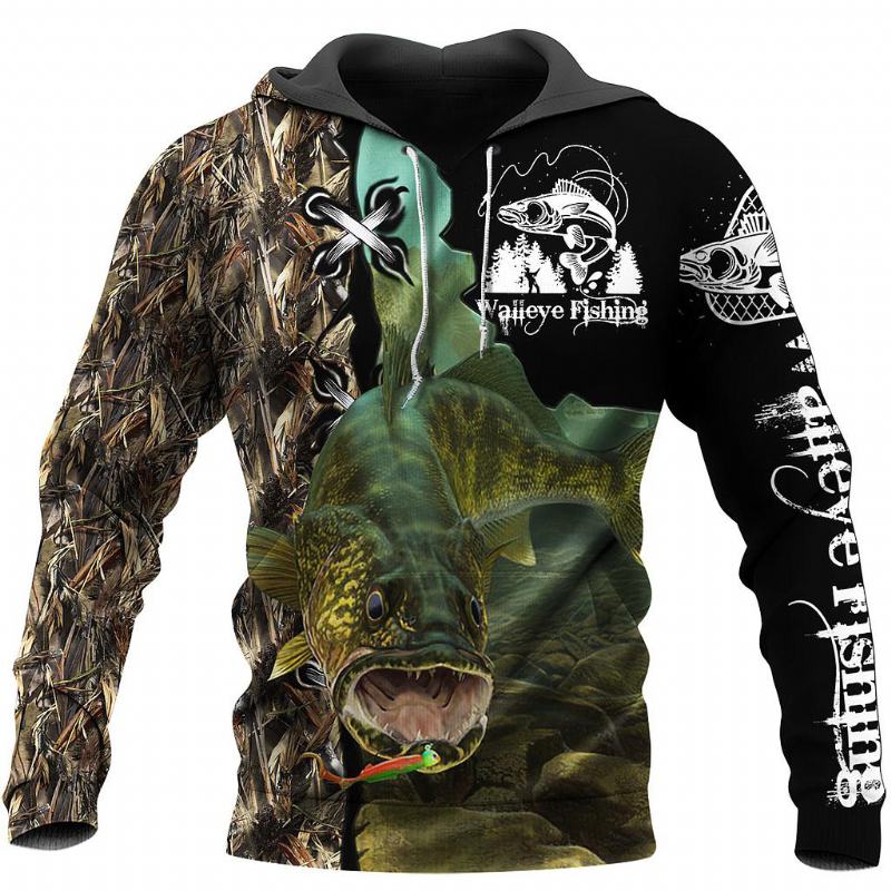 Bluza Z Kapturem Dla Entuzjastów Wędkarstwa Druk Cyfrowy Outdoor Sports Luźna Bluza Z Kapturem