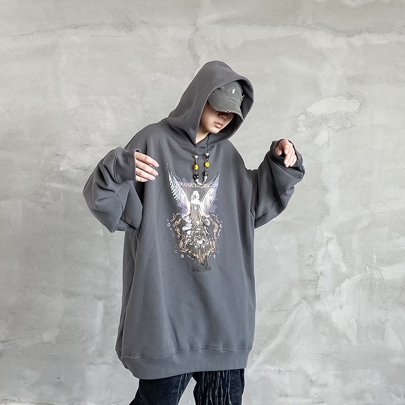 Bluza Z Kapturem W Stylu Hip-hopu Z Nadrukiem Anioła