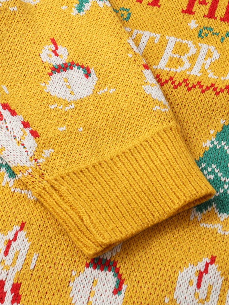 Boże Narodzenie Męski Sweter Z Kreskówkową Grafiką Na Drutach Z Długim Rękawem Casual Swetry