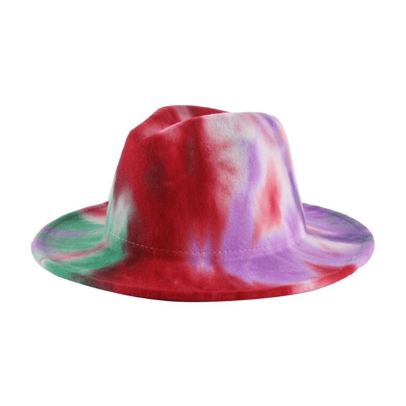 Brytyjski Styl Męski I Damski Dwustronny Tie-dye Gradient Moda Jazz Hat