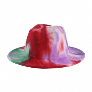 Brytyjski Styl Męski I Damski Dwustronny Tie-dye Gradient Moda Jazz Hat