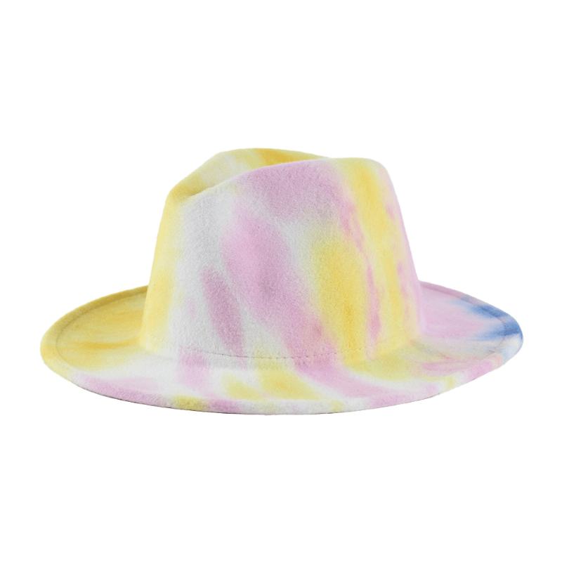 Brytyjski Styl Męski I Damski Dwustronny Tie-dye Gradient Moda Jazz Hat