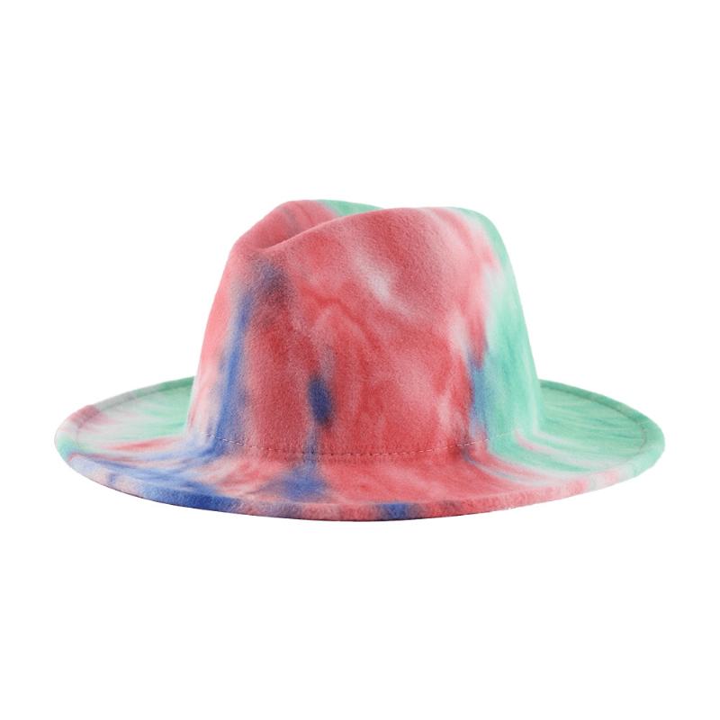 Brytyjski Styl Męski I Damski Dwustronny Tie-dye Gradient Moda Jazz Hat