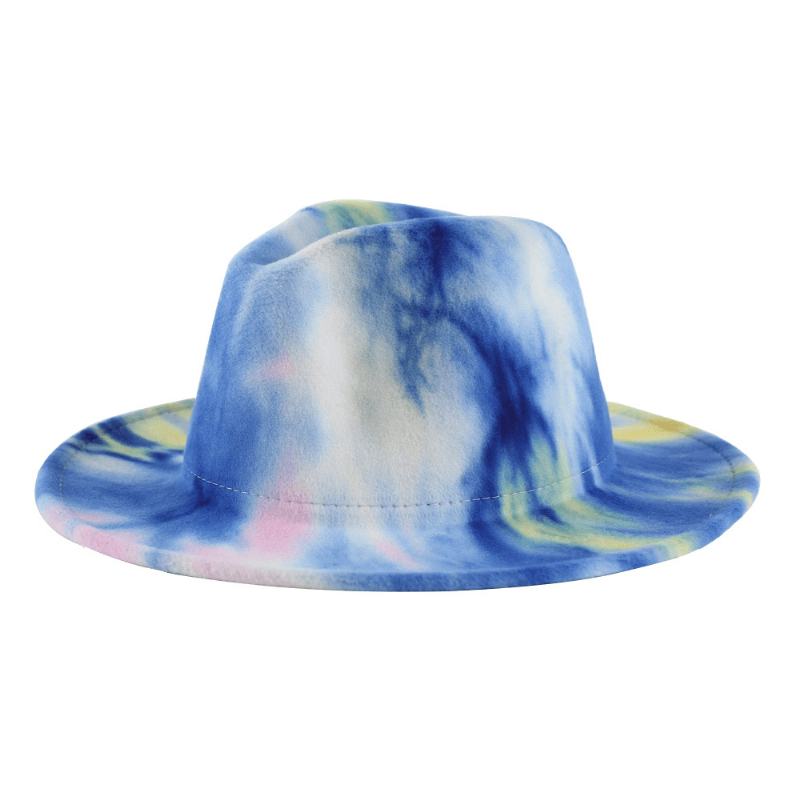 Brytyjski Styl Męski I Damski Dwustronny Tie-dye Gradient Moda Jazz Hat