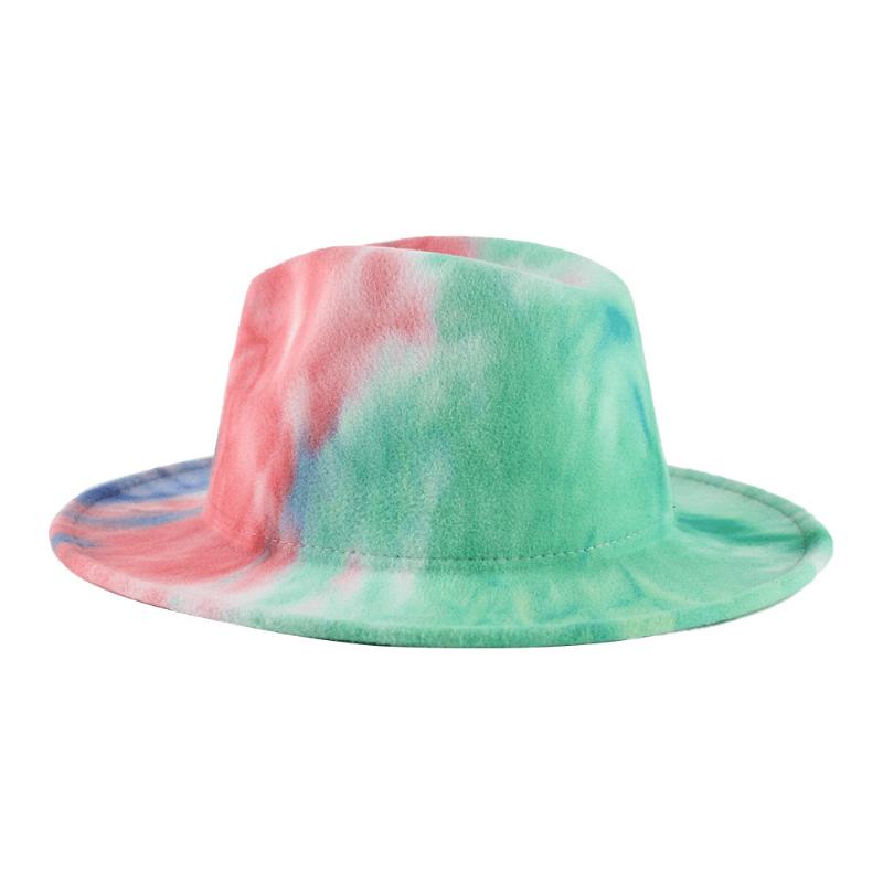 Brytyjski Styl Męski I Damski Dwustronny Tie-dye Gradient Moda Jazz Hat