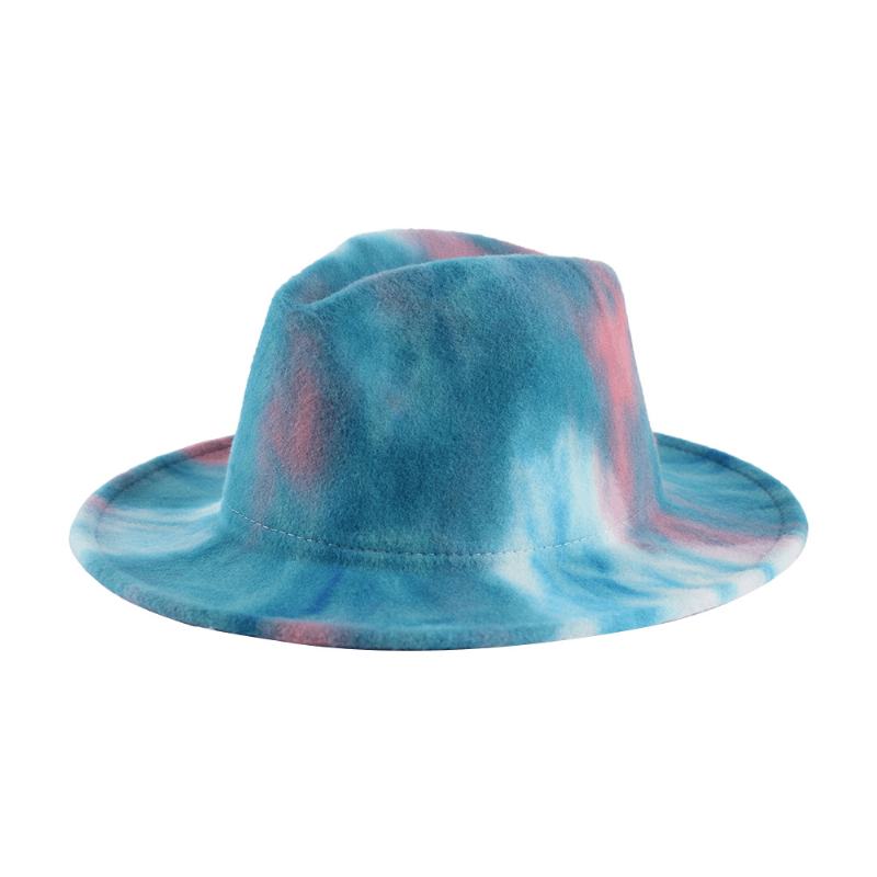 Brytyjski Styl Męski I Damski Dwustronny Tie-dye Gradient Moda Jazz Hat