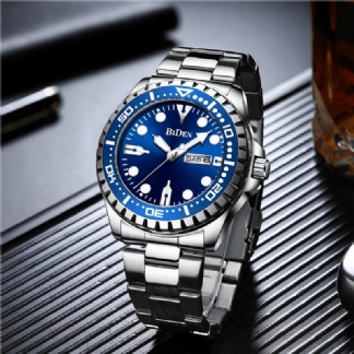 Business Style Full Steel Quartz Watch Kalendarz Luminous Display Watch