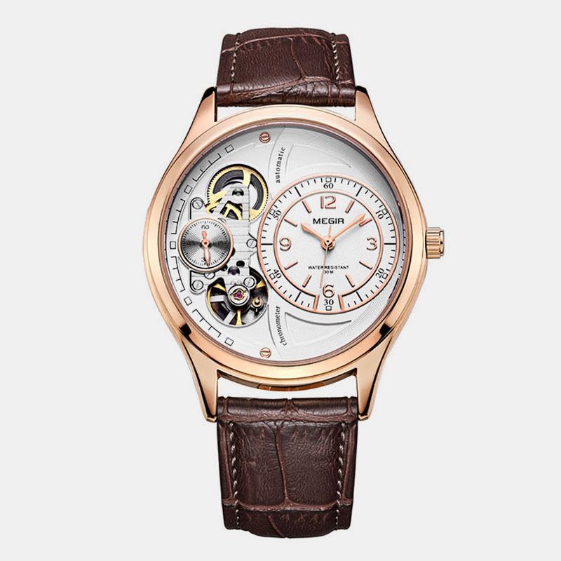 Business Style Męskie Wrist Watch Hollow Dial Automatyczny Zegarek Mechaniczny