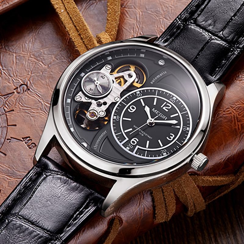 Business Style Męskie Wrist Watch Hollow Dial Automatyczny Zegarek Mechaniczny