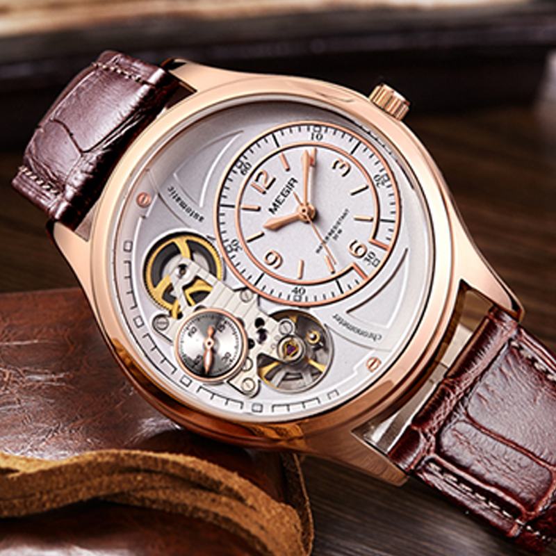 Business Style Męskie Wrist Watch Hollow Dial Automatyczny Zegarek Mechaniczny