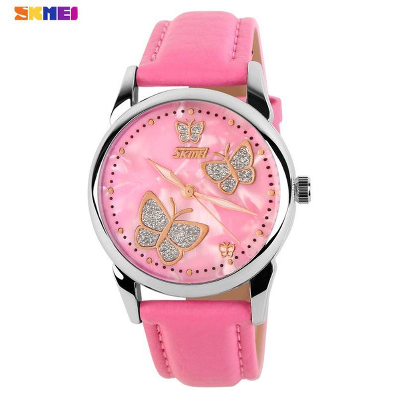 Butterfly Pu Leather Band Life Wodoodporny Damski Zegarek Kwarcowy Na Rękę